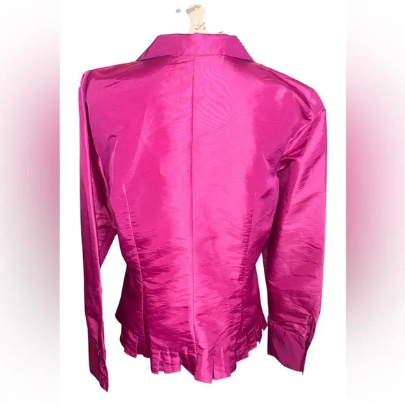 Oscar de la Renta Fuchsia Satin Blouse - Picture 2 of 6